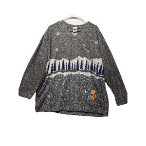 Disney Store Womens Sz XL Sweater Winnie The Pooh Winter Holiday Themed Vintage